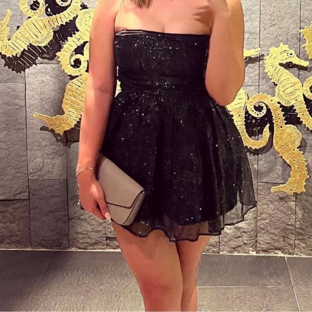 Black Shimmer Mini Dress